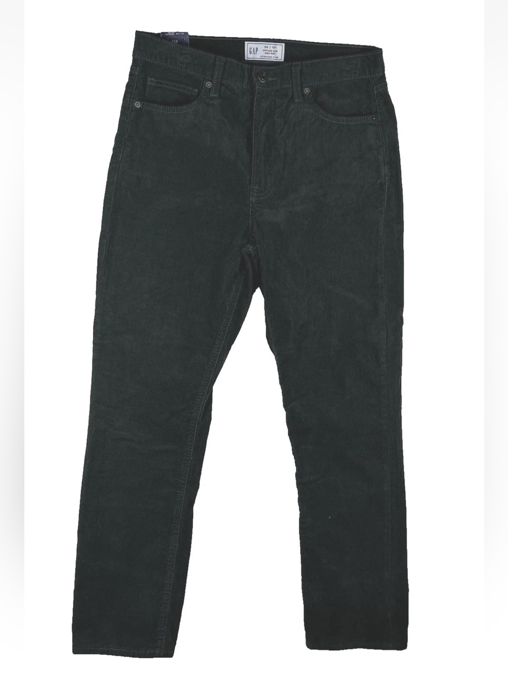 NEW GAP Womens 30x30 Green Corduroy Pants Vintage Slim High Rise Stretch